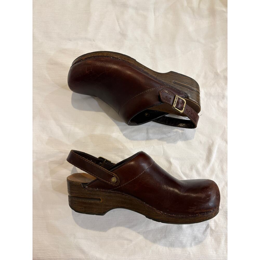 Dansko Leather Clogs Slip On Brown Womens 42 US 11-12 Adjustable Back Strap - Picture 7 of 14